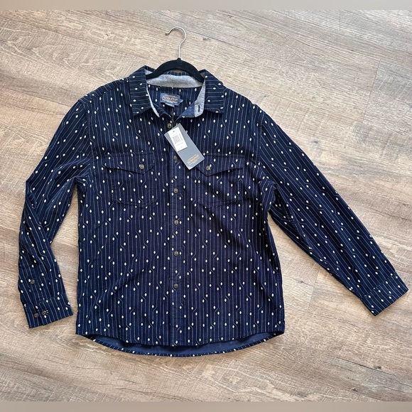 Pendleton Men’s Corduroy Long Sleeve Navy Blue Western Snap Shirt - Size Large - Picture 3 of 15